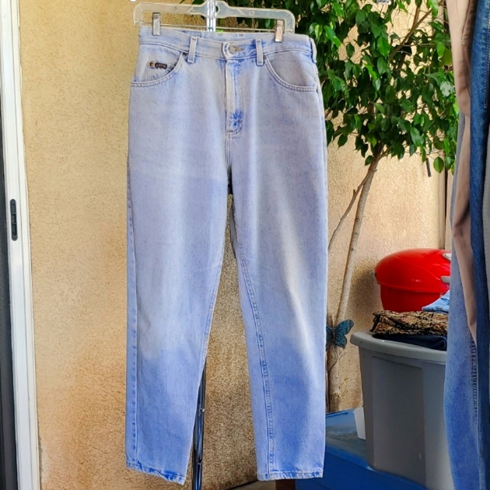 RIDERS VINTAGE WOMENS MID/HIGH RISE, CLASSIC STRAIGHT LEG ACID WASH JEANS SIZE 9